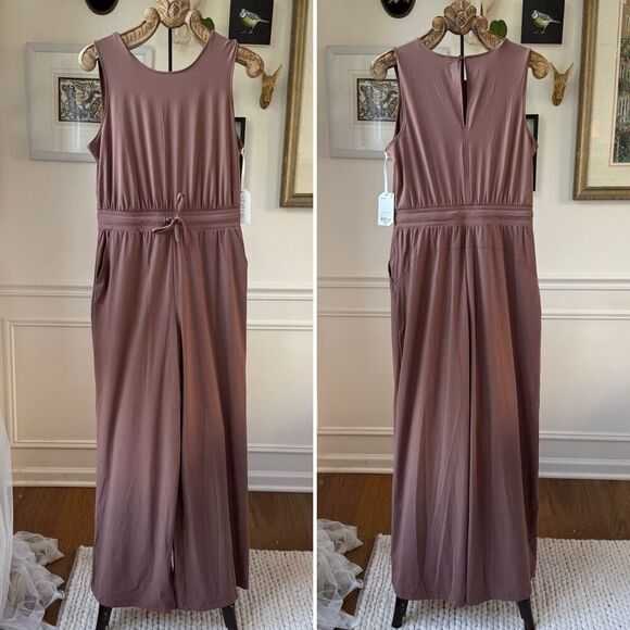 NWT Stylus Mocha Jumpsuit Wide Leg Pockets $74 M - Picture 1 of 8